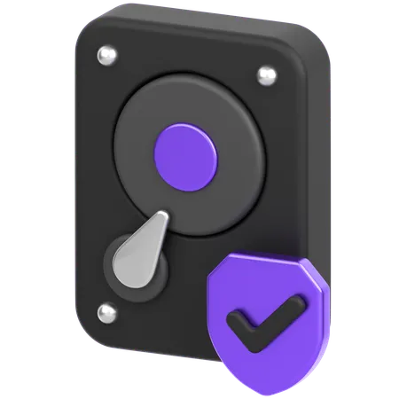 Hard Drive With Sheild  3D Icon