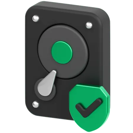Hard Drive With Sheild  3D Icon