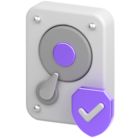 Hard Drive With Sheild  3D Icon