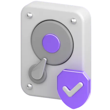 Hard Drive With Sheild  3D Icon