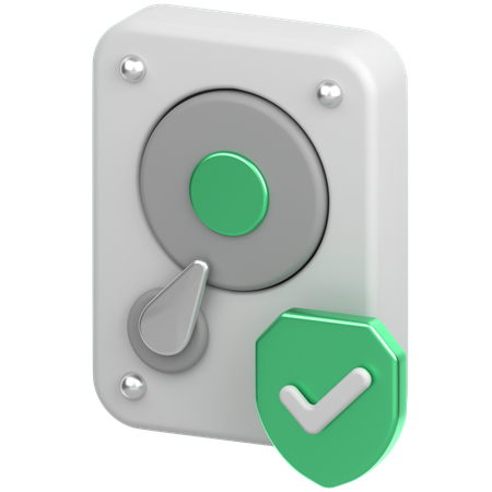 Hard Drive With Sheild  3D Icon