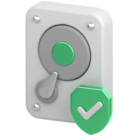 Hard Drive With Sheild  3D Icon