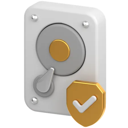 Hard Drive With Sheild  3D Icon