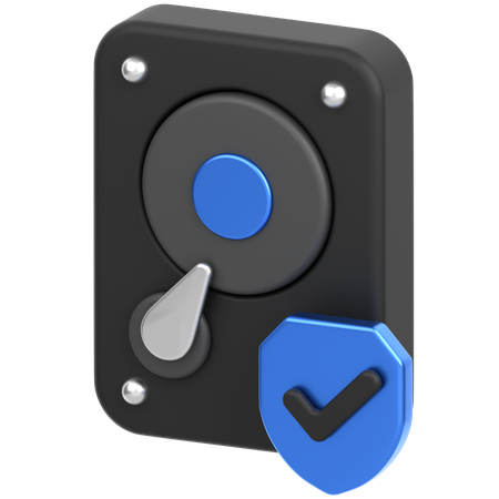 Hard Drive With Sheild  3D Icon