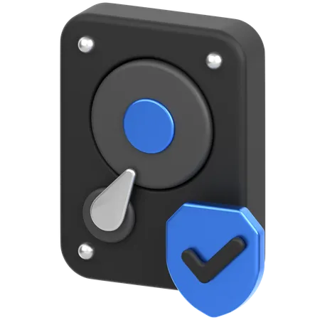 Hard Drive With Sheild  3D Icon