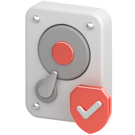 Hard Drive With Sheild  3D Icon