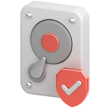 Hard Drive With Sheild  3D Icon