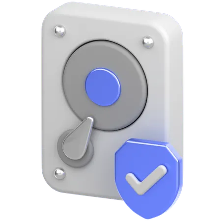 Hard Drive With Sheild  3D Icon