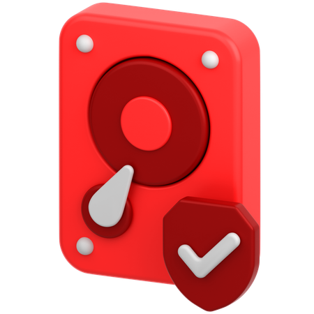 Harde Drive With Sheild  3D Icon