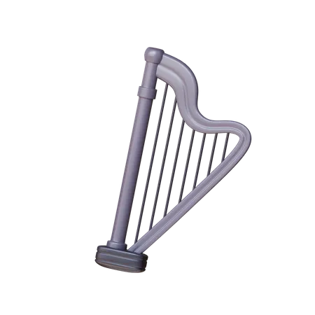 3 D Harp Music Instrument With Black Theme 3D Icon