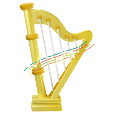 Harp with music notes  3D Icon
