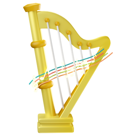 Harpa com notas musicais  3D Icon