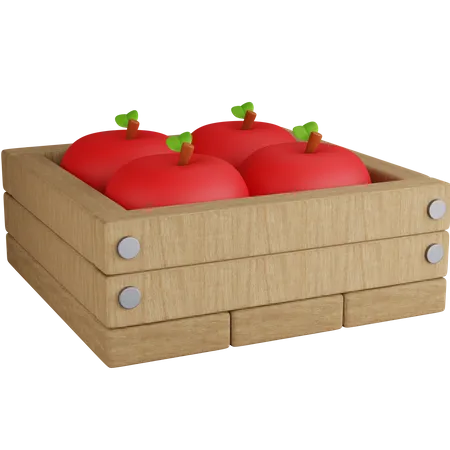 3 D Rendering Apple Basket Isolated 3D Icon
