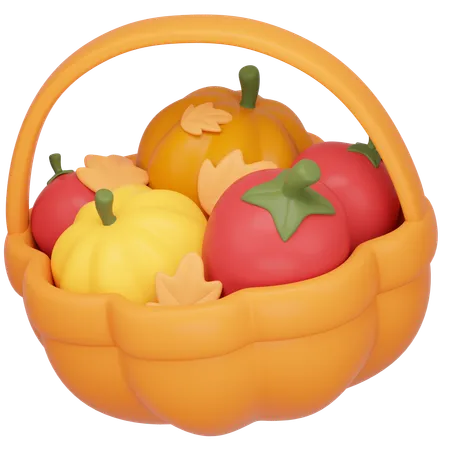 3 D Harvest Basket Icon 3D Icon