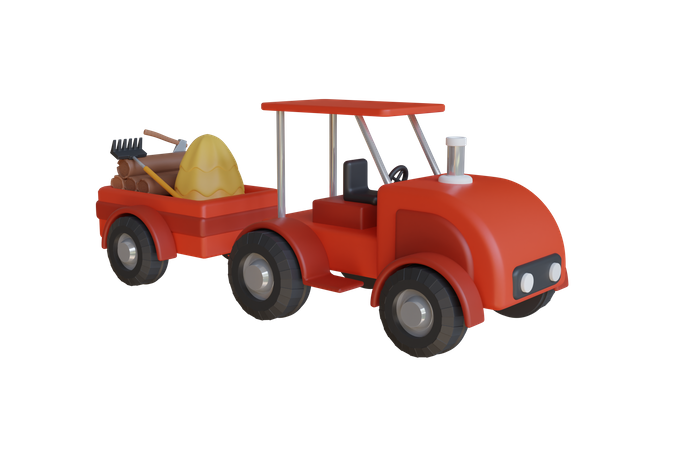 Harvesting Tractor  3D Illustration