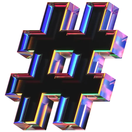 3 D Icon Of A Glass Hash Tag 3D Icon