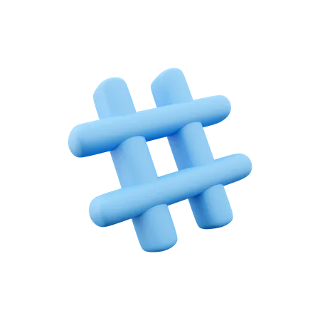3 D Render Hashtag 3 D Rendering Octothorpe 3 D Render Blue Hashtag On White Background 3D Icon