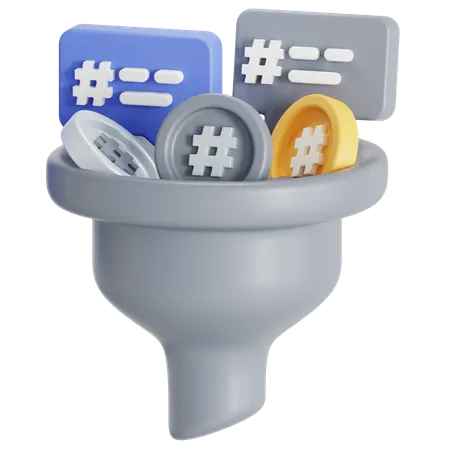 Hashtag Filter Marketing 3D Icon