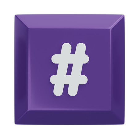 Hashtag Keyboard Key  3D Icon
