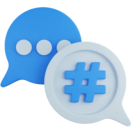 3 D Icon Illustration Blue And White Speech Bubble With A Symbol Hashtag 3D Icon