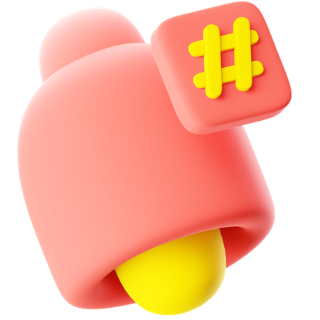 Hashtag Notification Bell  3D Icon