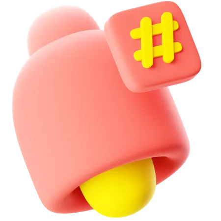 Hashtag Notification Bell  3D Icon