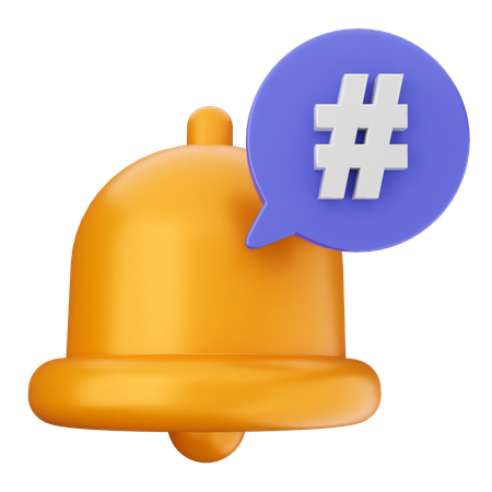 Hashtag Notification Bell  3D Icon