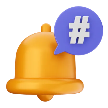 Hashtag Notification Bell  3D Icon