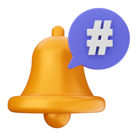 Hashtag Notification Bell  3D Icon