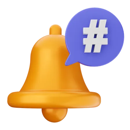 Hashtag Notification Bell  3D Icon