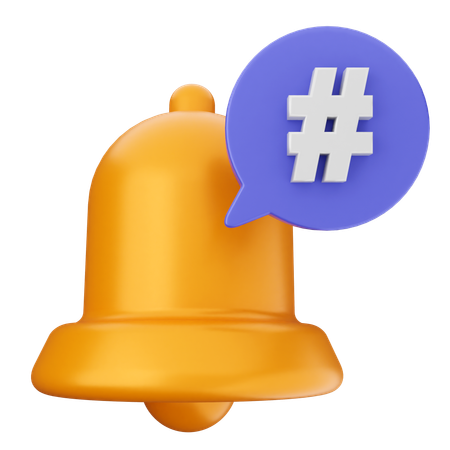 Hashtag Notification Bell  3D Icon