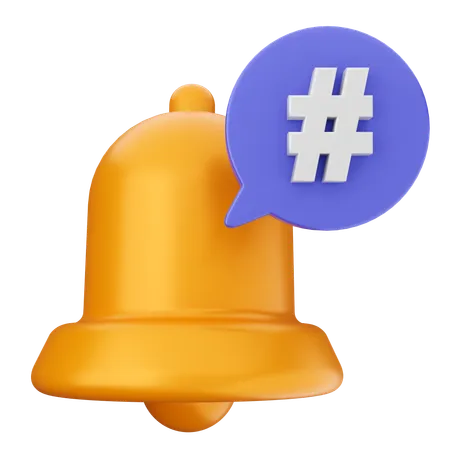 Hashtag Notification Bell  3D Icon