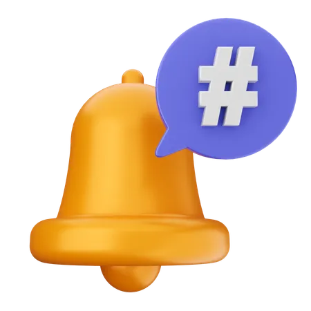 Hashtag Notification Bell  3D Icon