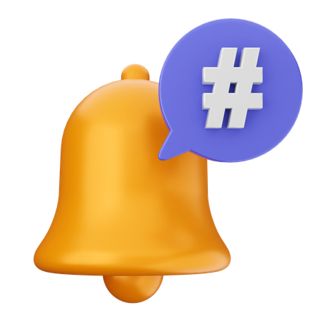 Hashtag Notification Bell  3D Icon