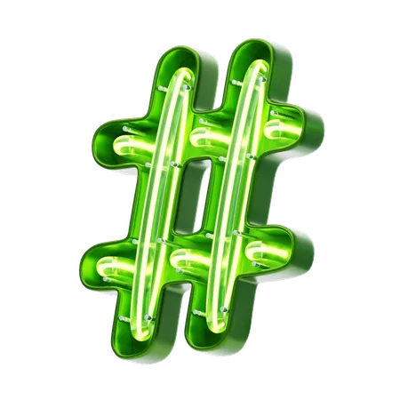Hashtag Symbol Shape Neon Text  3D Icon