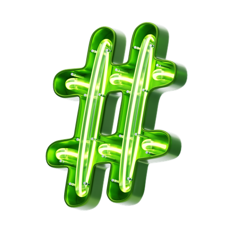 Hashtag symbole forme néon texte  3D Icon