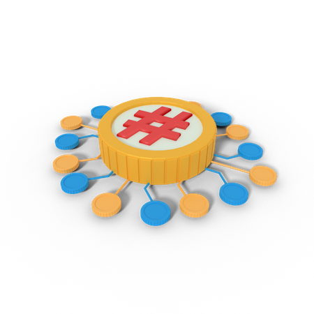 Hashtags network  3D Icon