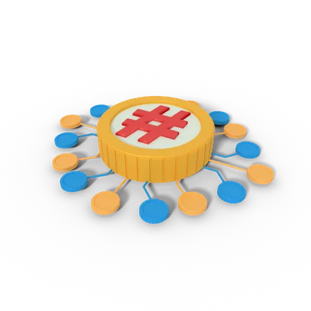 Hashtags network  3D Icon