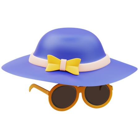 Hat and Sunglasses  3D Icon