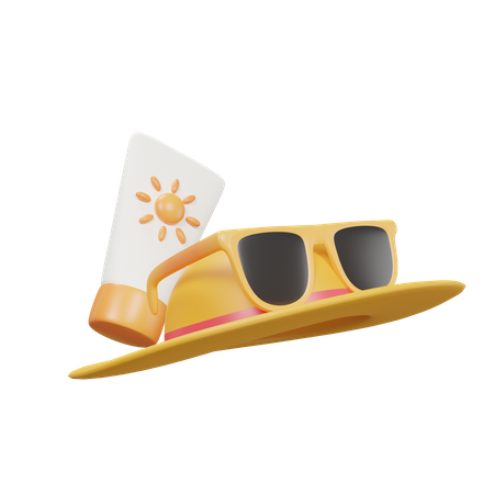 Hat And Sunscreen  3D Icon