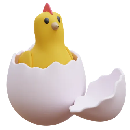 Hatching Chicken Egg  3D Icon