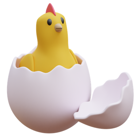 Hatching Chicken Egg 3D Illustration
