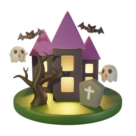 Haunted House Halloween 3 D Icon Set 3D Icon