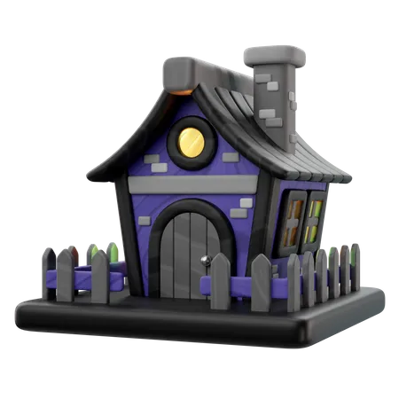 3 D Rendering Of Halloween Haunted House Icon 3D Icon