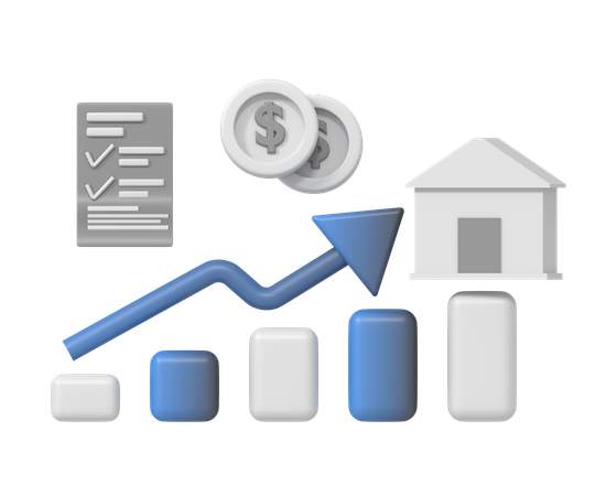 Haus auf Balkendiagramm  3D Icon