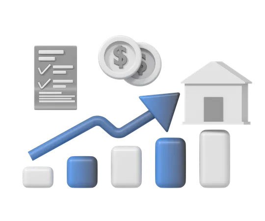 Haus auf Balkendiagramm  3D Icon