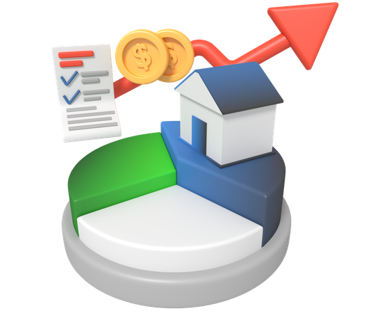 Haus auf Kreisdiagramm  3D Icon