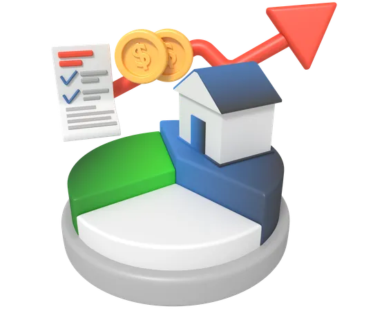 Haus auf Kreisdiagramm  3D Icon