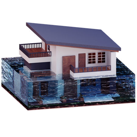 Haus bei Überschwemmung  3D Icon