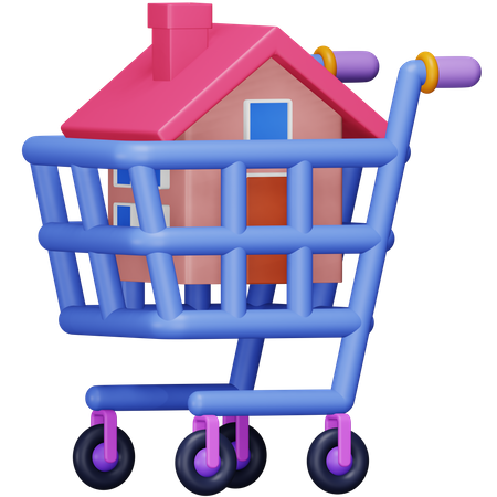 Haus im Einkaufswagen  3D Icon